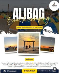 Alibag beach camping with activities and amenities.