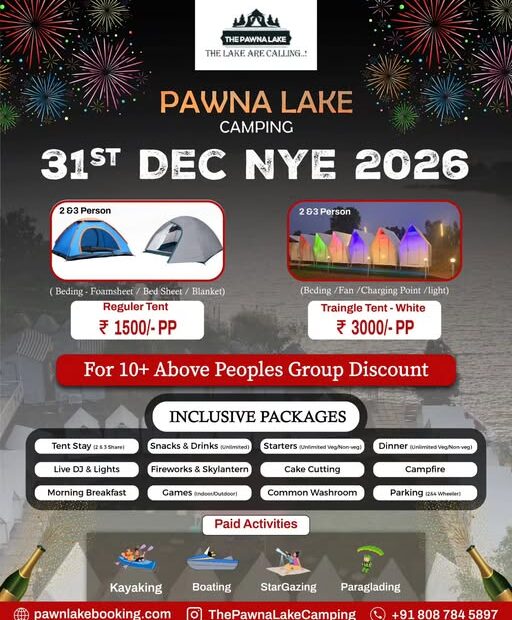 Pawna Lake New Year's Eve camping event 2026.