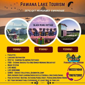 Pawana Lake Tourism offers camping, cottages, luxury stays.