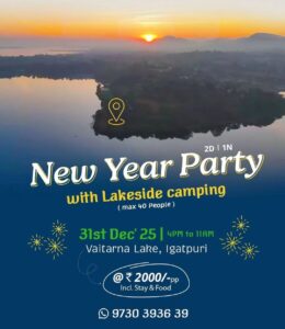 New Year lakeside camping party at Vaitarna Lake.