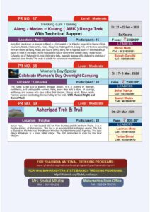 Flyer with trekking events details in India.