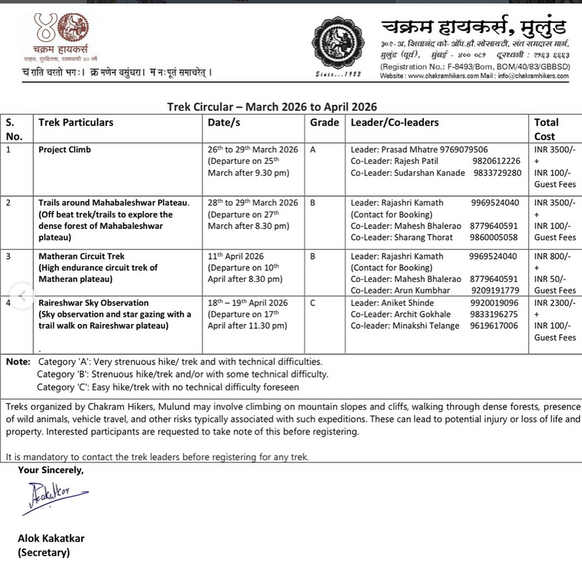 chakram hikers mulund events march to april 2026