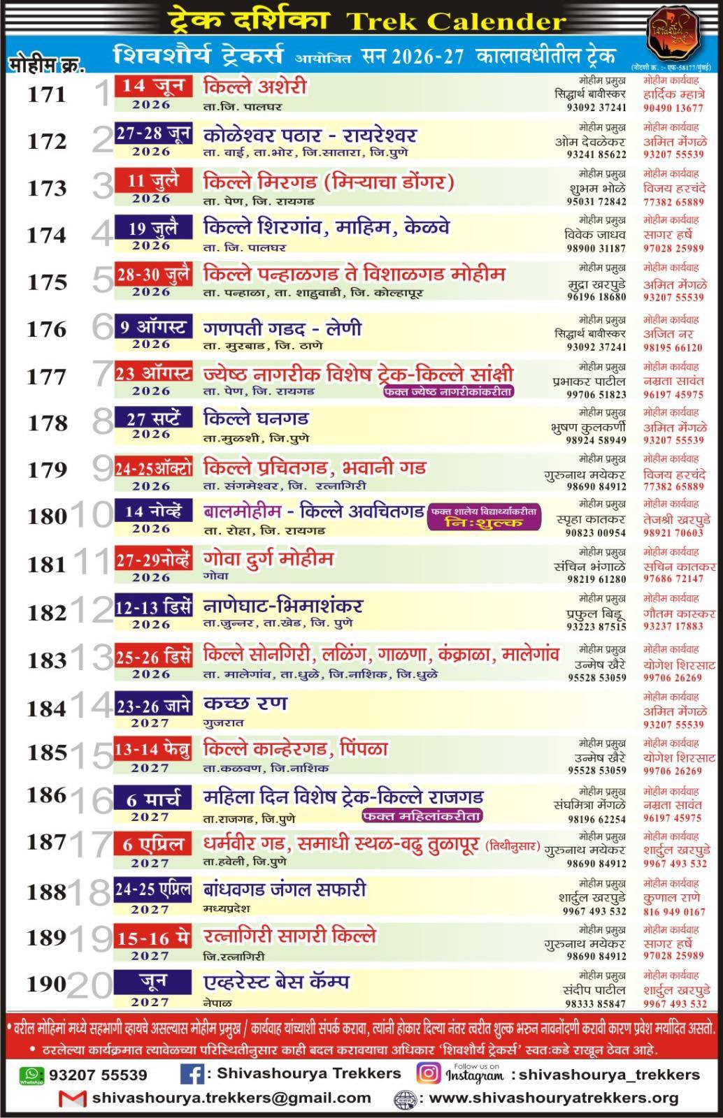 shovshaurya trekkers events 2026
