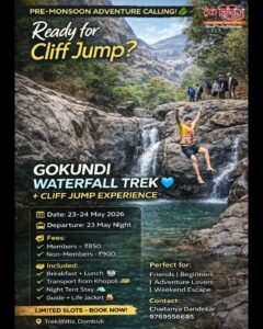 trekshitiz sanstha gokundi waterfall trek 23rd 24th may 2026
