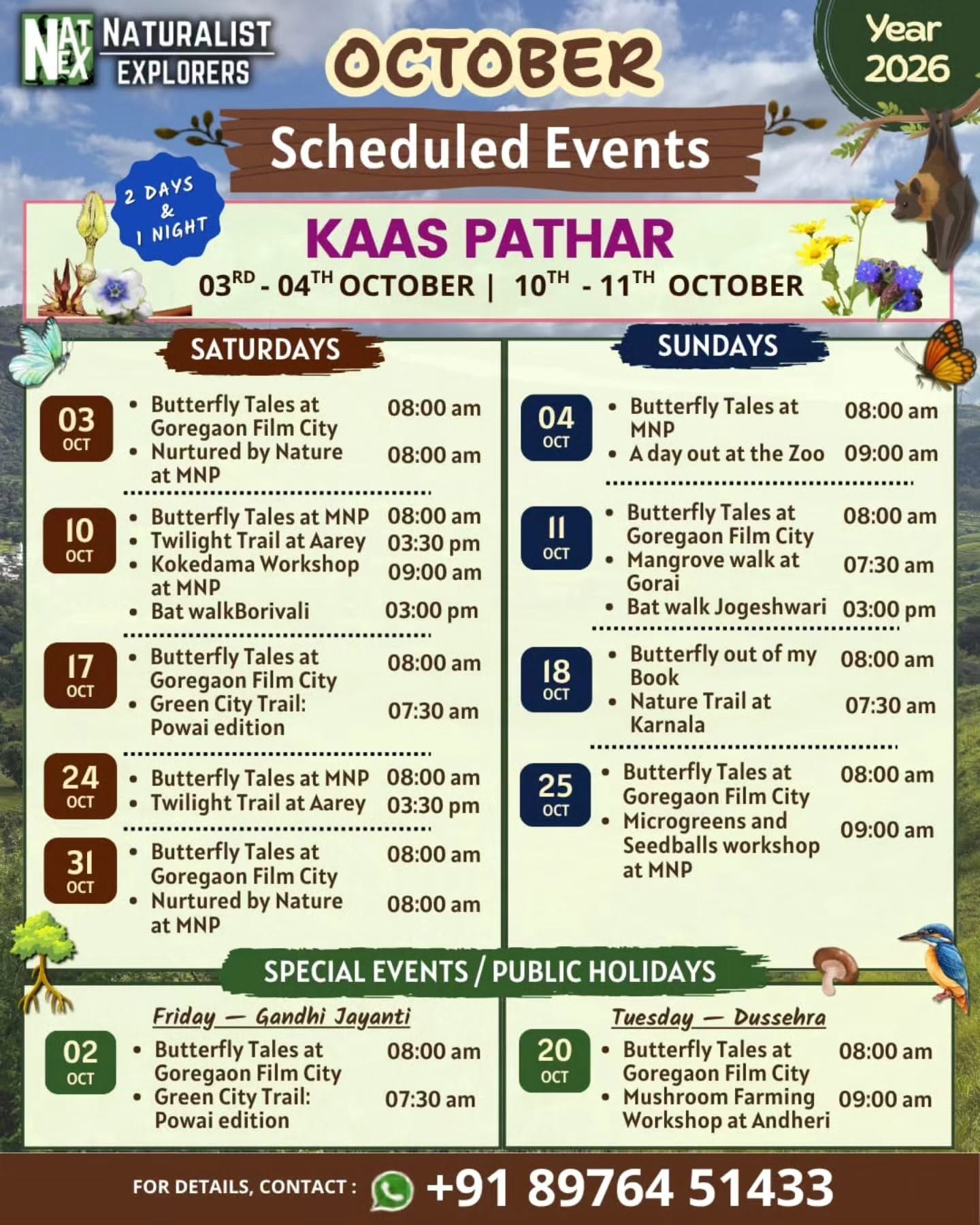 naturalist explorers events october 2026